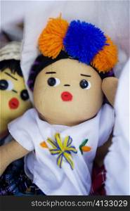 Close-up of handmade dolls, San Diego, California, USA