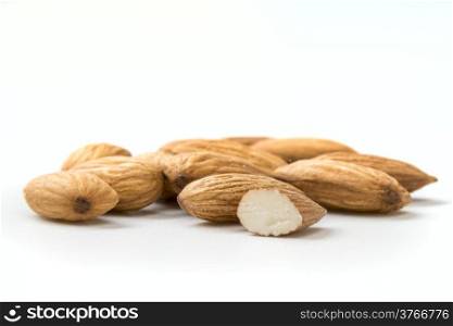 close up of healthy almond nuts. Prunus Amygdala