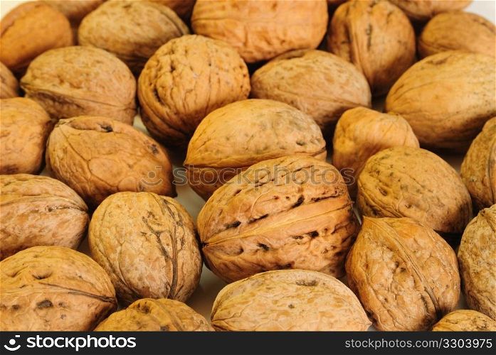 close up of heap wallnut