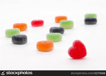 Close-up of heart shaped candies