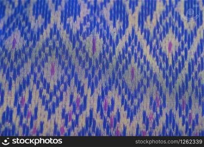 close up of homemade silk weaving traditional thai fabric