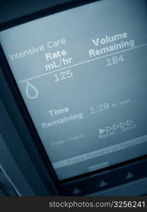 Close-up of hospital monitor.