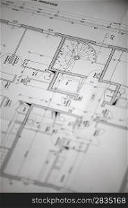Close-up of house plans