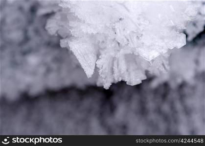 close up of ice crystals forming spiky ornaments