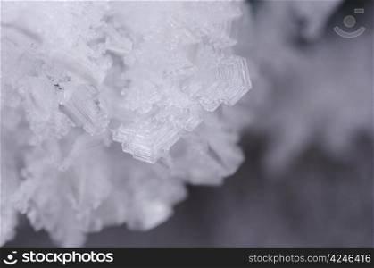 close up of ice crystals forming spiky ornaments