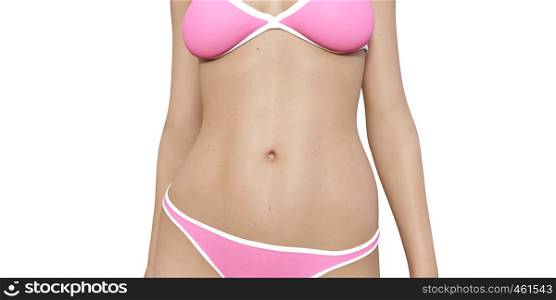 Close Up of Ideal Stomach of Woman Belly Isolated. Close Up of Ideal Stomach of Woman