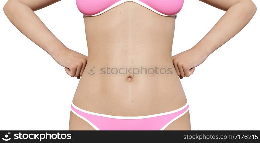 Close Up of Ideal Stomach of Woman Belly Isolated. Close Up of Ideal Stomach of Woman