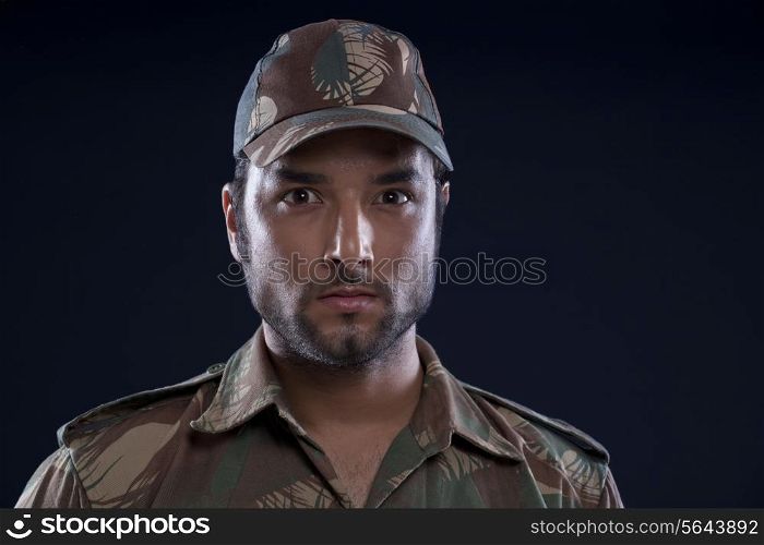 Close-up of Indian soldier