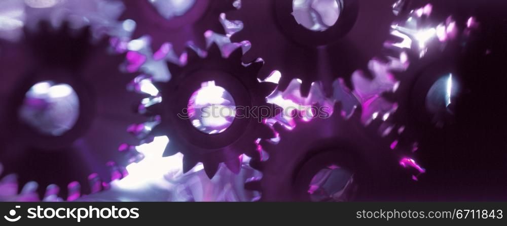 Close-up of interconnected gears