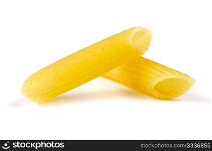 Close-up of italian pasta on white background.
