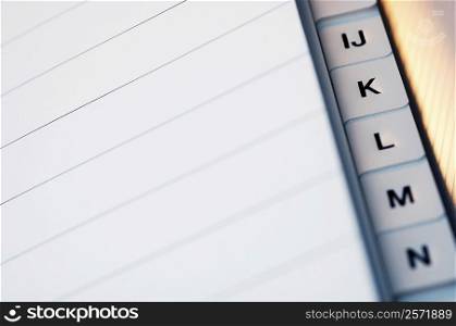 Close-up of letters on a personal organizer