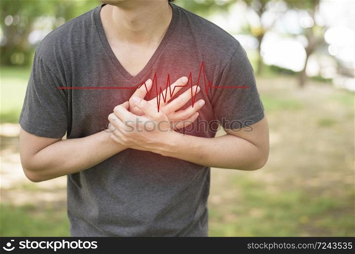 Close up of man is heart attack