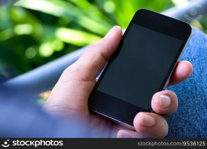 close up of man using smartphone