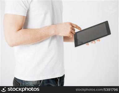 close up of man with tablet pc