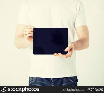 close up of man with tablet pc