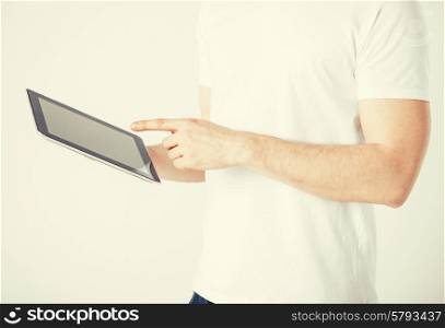 close up of man with tablet pc