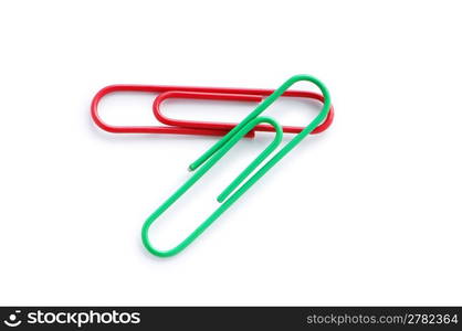 Close up of many colourful paper clips