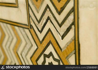 Close-up of marble inlay work on the floor, Taj Mahal, Agra, Uttar Pradesh, India