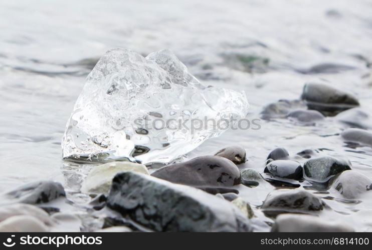 Close-up of melting ice in Jokulsarlon glacial lake in southeast Iceland