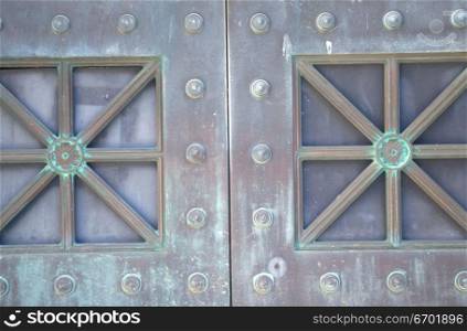 Close-up of metal doors