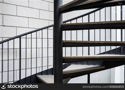 close up of metal spiral staircase 