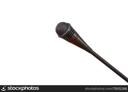 Close up of microphone for conference hall on white background