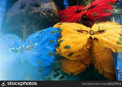 Close-up of multi-colored masquerade masks, New Orleans, Louisiana, USA