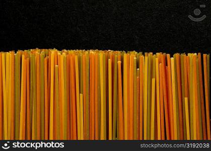 Close-up of multi-colored spaghettis