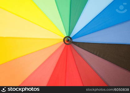 Close up of multi sector colourful umbrella