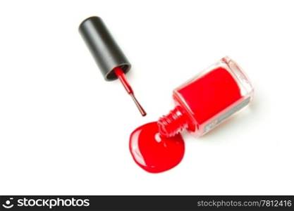 close up of nail polish flow on white background with clipping path