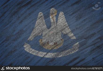 Close-up of national Louisiana state flag painted with colored chalk on a blackboard. 3D rendering&#xA;