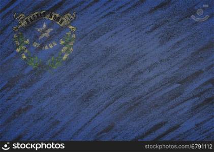 Close-up of national Nevada state flag painted with colored chalk on a blackboard. 3D rendering&#xA;