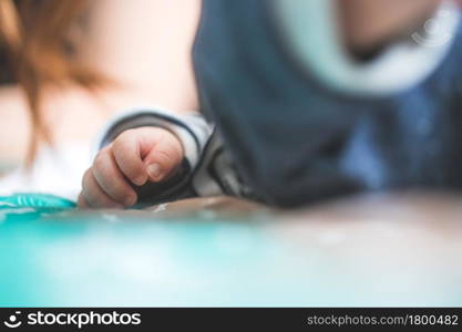 Close up of newborn baby hands