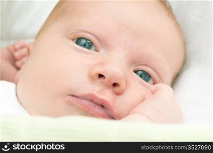 Close-Up of Newborn Baby With Open Eyes