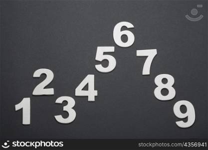 Close-up of numbers in a zig-zag pattern