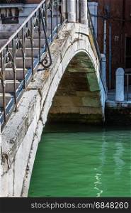 Close up of Old and White Marble Bridge in Venice, Italy