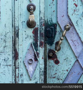 Close-up of old doorway, Medina, Marrakesh, Morocco