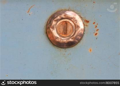 Close up of old keyhole in round lock