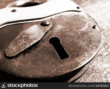 close up of old padlock