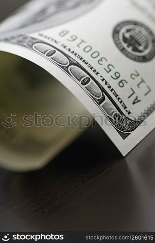 Close-up of one hundred dollar bill