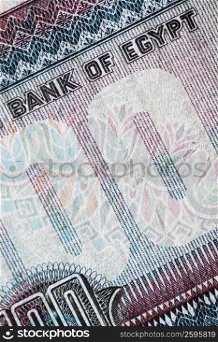 Close-up of one hundred Egyptian banknote