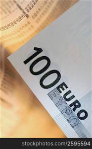 Close-up of one hundred Euro banknote