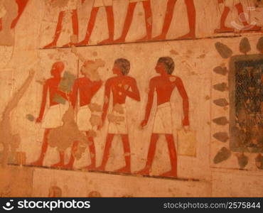 Close-up of paintings on the wall, Egypt