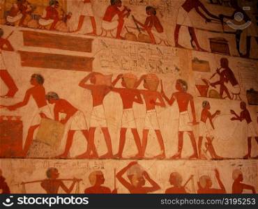 Close-up of paintings on the wall, Egypt