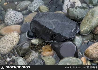 Close-up of pebbles in water, Deception Pass State Park, Oak Harbor, Washington State, USA