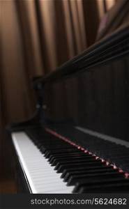 Close-up of piano and piano keys