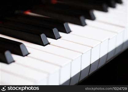 close up of piano keyboard with selective focus keys. can be used as a background.