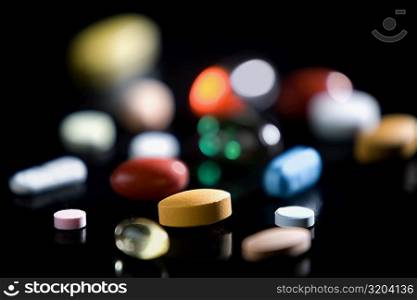 Close-up of pills and capsules
