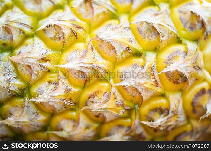 Close up of pineapple fruit / texture pineapple skin background
