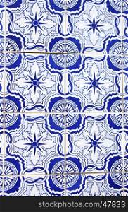 close-up of Portuguese blue tiles